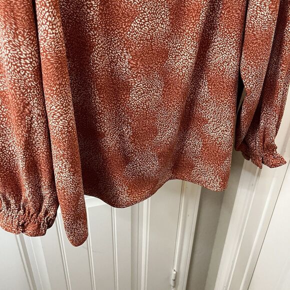 Jessica Simpson Rust Red White Spots Dots Hippie Flowy Boho Long Sleeve Top XXL - Picture 3 of 11